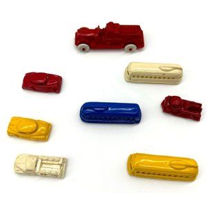 RARE Vintage Plasticville Plastic Playset Toy Cars Bus Sedan Trucks lot of 8